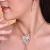 Jewellery VOJ | Rose Gold Plated Butterfly Design Pendant Set - Voj Multi Color