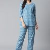 Women NOZ2TOZ | Women'S Blue Printed Cotton Nightwear - Noz2Toz