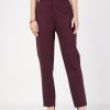 Women Lyush | Women'S Burgundy Roma Tapered Pants - Lyush