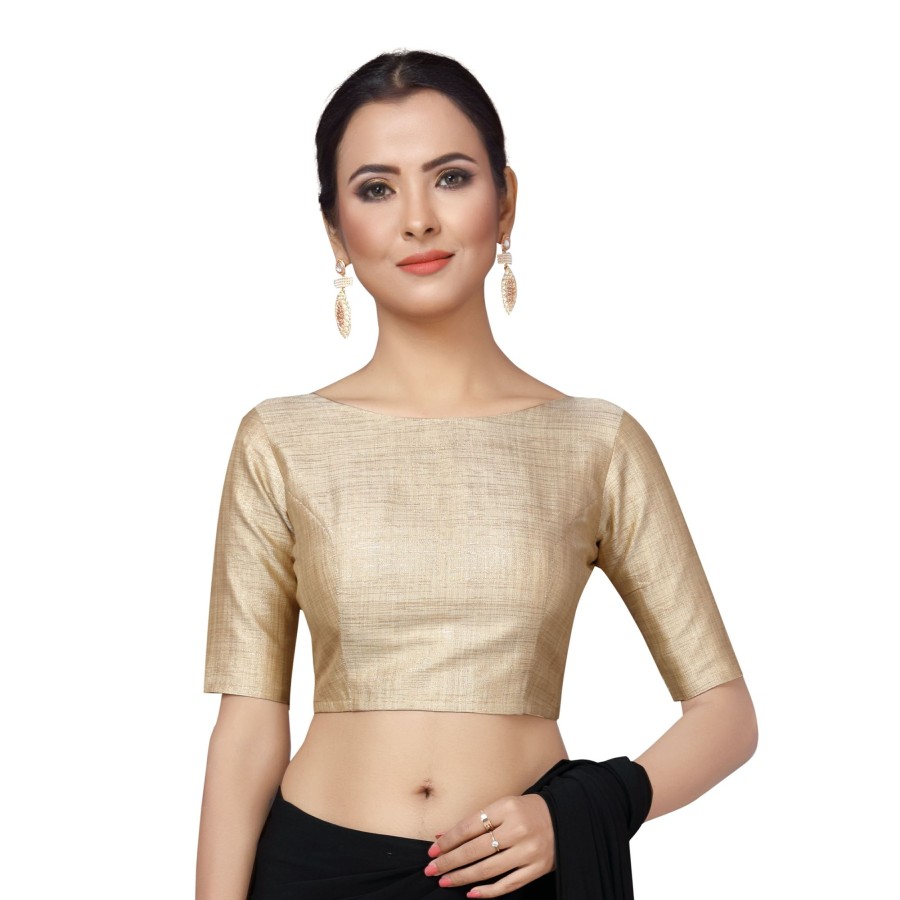 Women Shringaar | Women Gold Polyester Saree Blouse By Shringaar (1Pc)