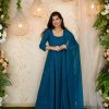 Women Label Shaurya Sanadhya | Women'S Teal Blue Anarkali With Palazzo - Label Shaurya Sanadhya