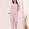 Women MESMORA FASHION | Women'S Pink Flamingo Quirky Cotton Nightsuit - Mesmora Fashion