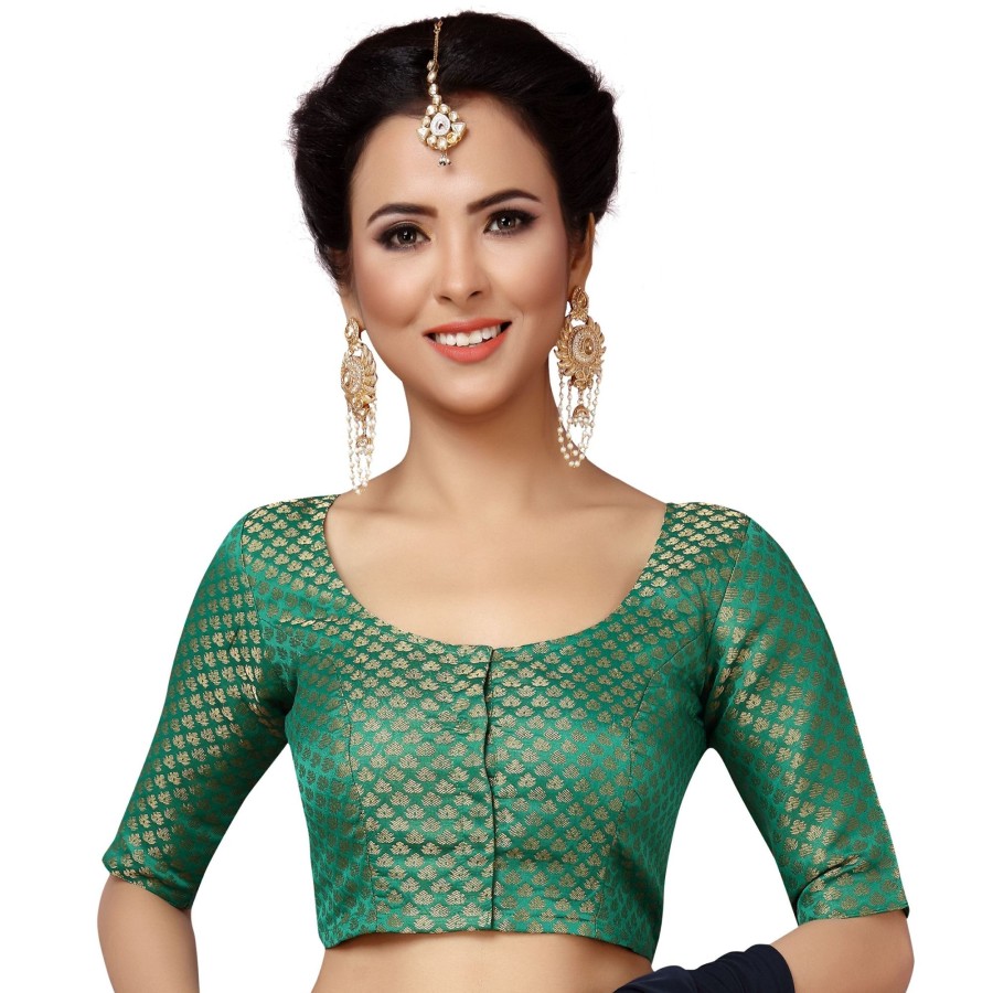 Women Shringaar | Women'S Brocade Green Saree Blouse By Shringaar - 1 Pc