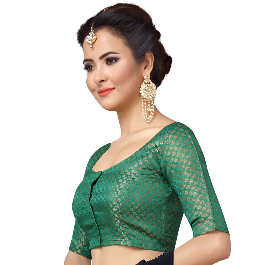 Women Shringaar | Women'S Brocade Green Saree Blouse By Shringaar - 1 Pc