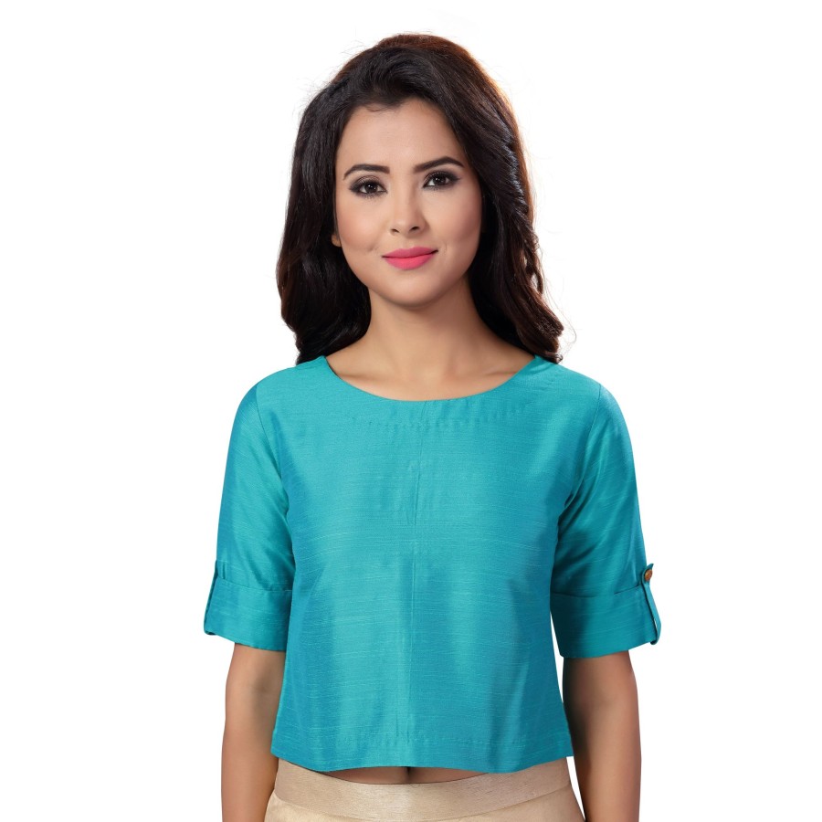 Women Shringaar | Women'S Cotton Half Sleeve Saree Blouse - Shringaar Blue