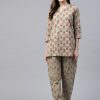 Women Divena | Women'S Green Printed Loungewear /Nightwear - Divena