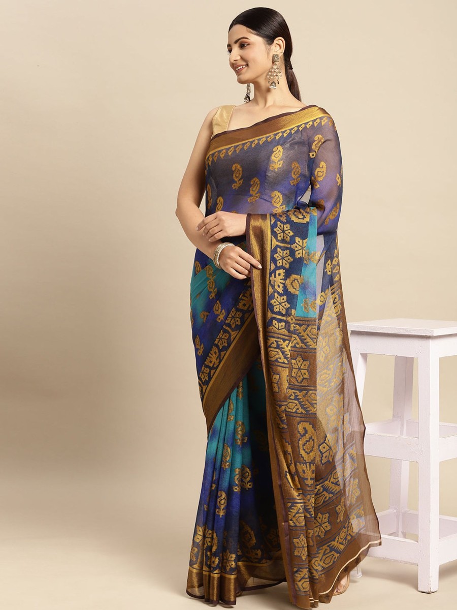 Women Dwija Fashion | Women'S Designer Colour Chiffon Saree Collection - Dwija Fashion Blue