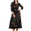 Women NOZ2TOZ | Women'S Black Cotton Printed Anarkali With Multicoloured Ajrakh Hand Block Print - Noz2Toz