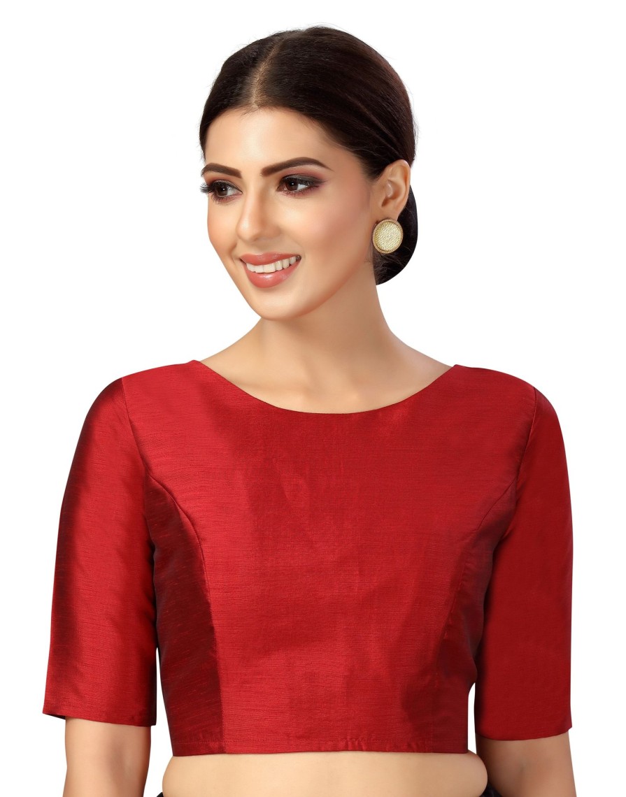 Women Shringaar | Women'S Polyester Plain Coloured Saree Blouse. - Shringaar Maroon