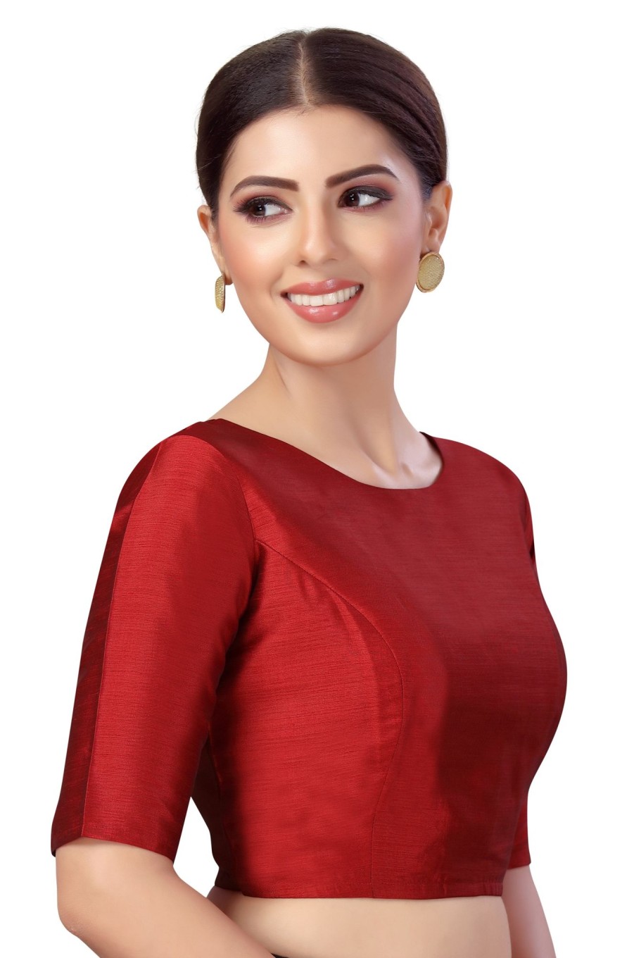 Women Shringaar | Women'S Polyester Plain Coloured Saree Blouse. - Shringaar Maroon