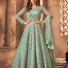 Women Myracouture | Women Sea Green Embroidered Anarkali Suit By Myracouture (2Pcs Set)