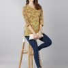 Women Kipek | Women'S Cotton Floral Print Straight Top ( ) - Kipek Yellow