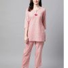 Women Meeranshi | Women'S Pink Floral Printed Night Suit - Meeranshi