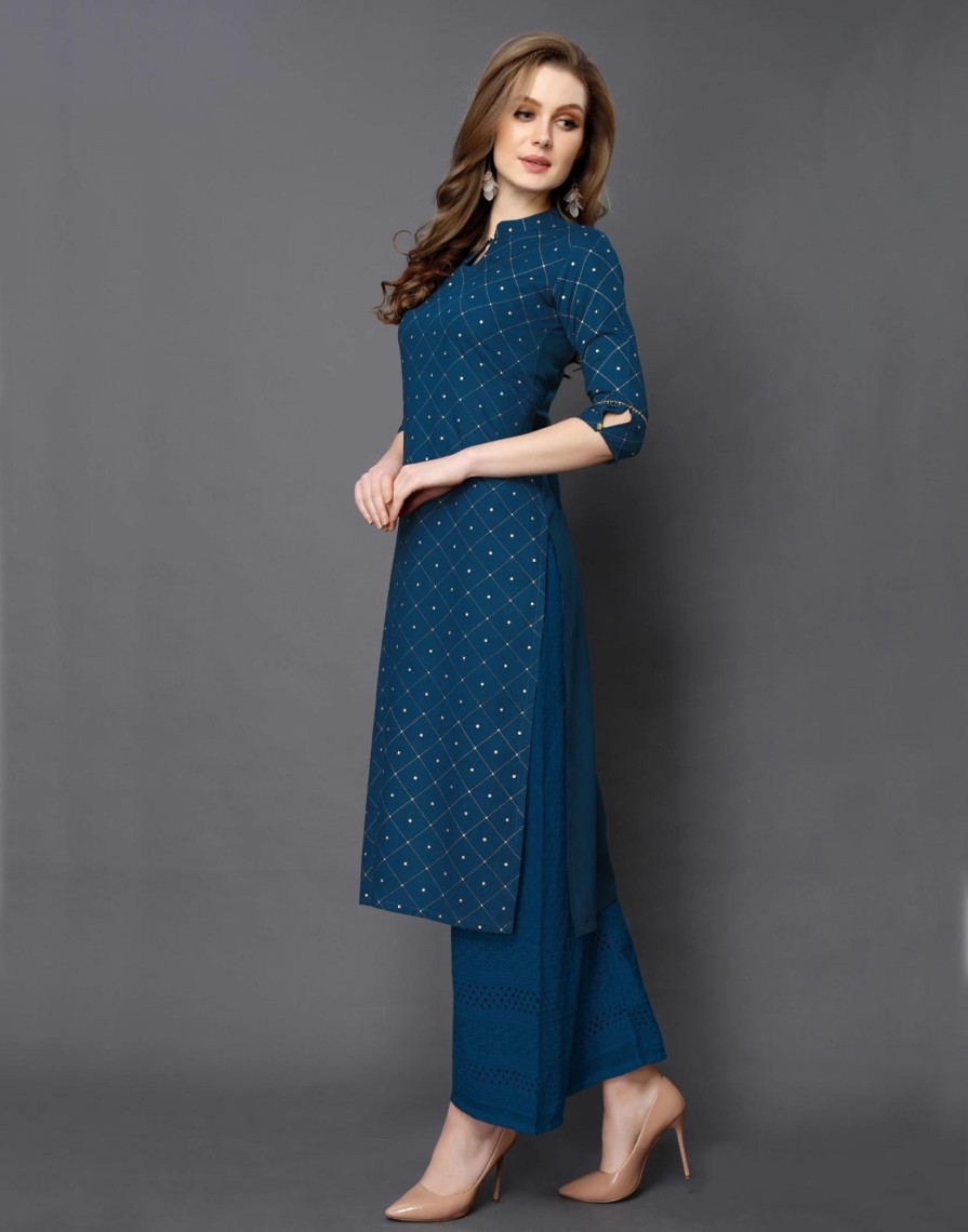 Women The Fab Factory | Women'S T. Viscose Rayon Kurti - The Fab Factory Blue