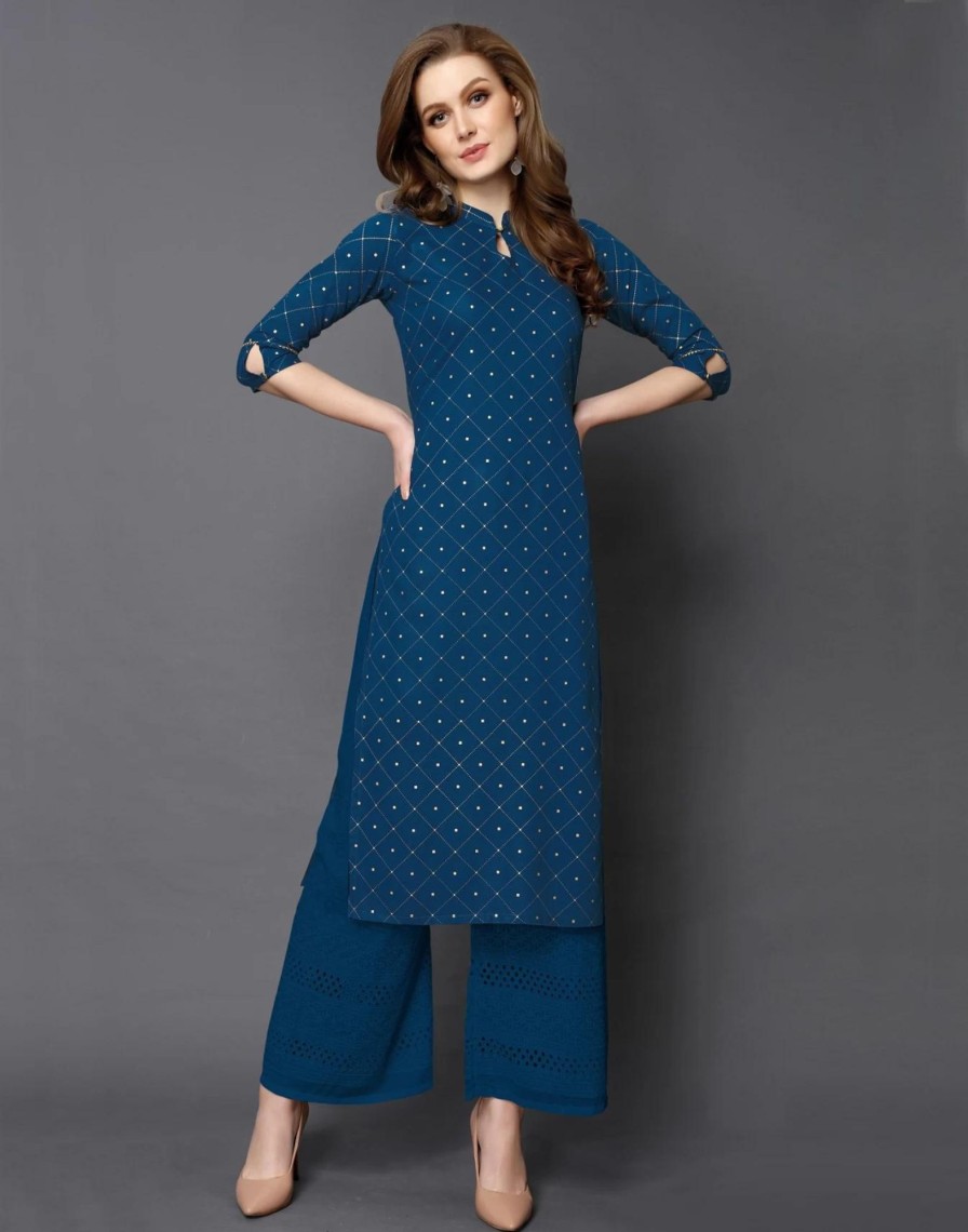 Women The Fab Factory | Women'S T. Viscose Rayon Kurti - The Fab Factory Blue