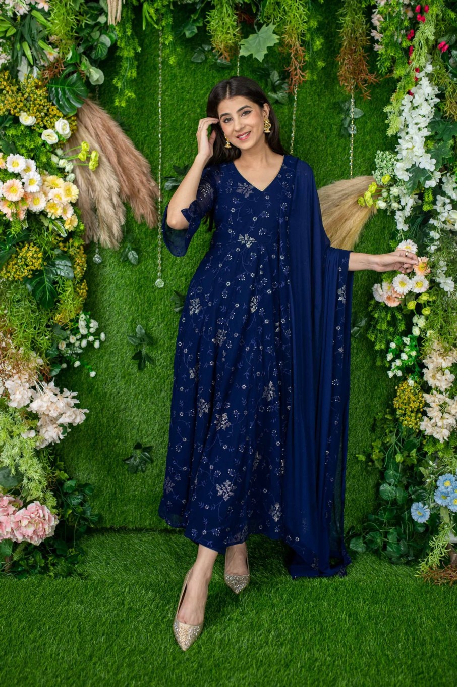 Women Label Shaurya Sanadhya USA | Women'S Imperial Blue Anarkali Set - Label Shaurya Sanadhya Usa