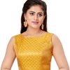 Women Madhu Fashion | Women'S Brocade Sleeveless Readymade Saree Blouse - Madhu Fashion Yellow