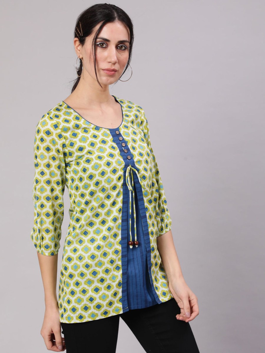 Women AKS | Women'S U0026 Blue Printed Tunic - Aks Green