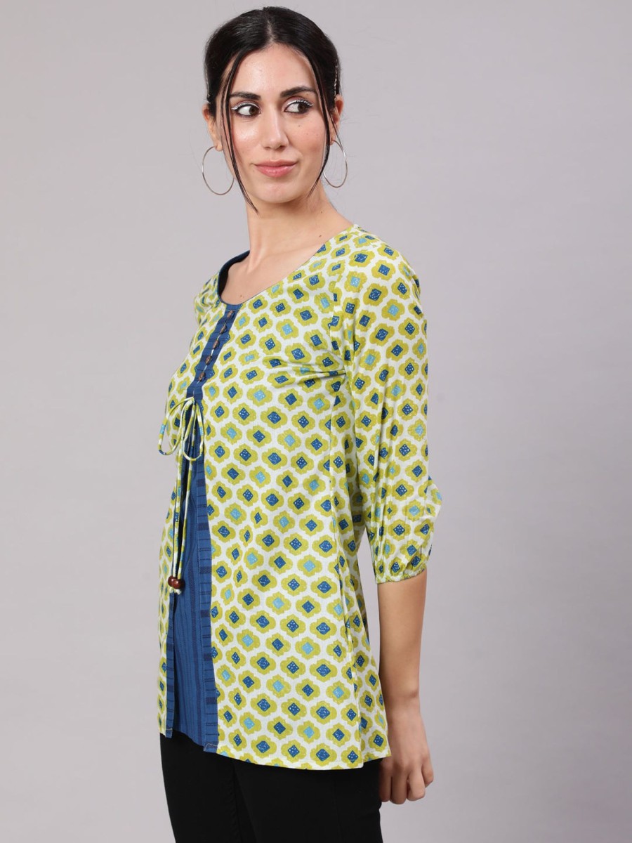 Women AKS | Women'S U0026 Blue Printed Tunic - Aks Green