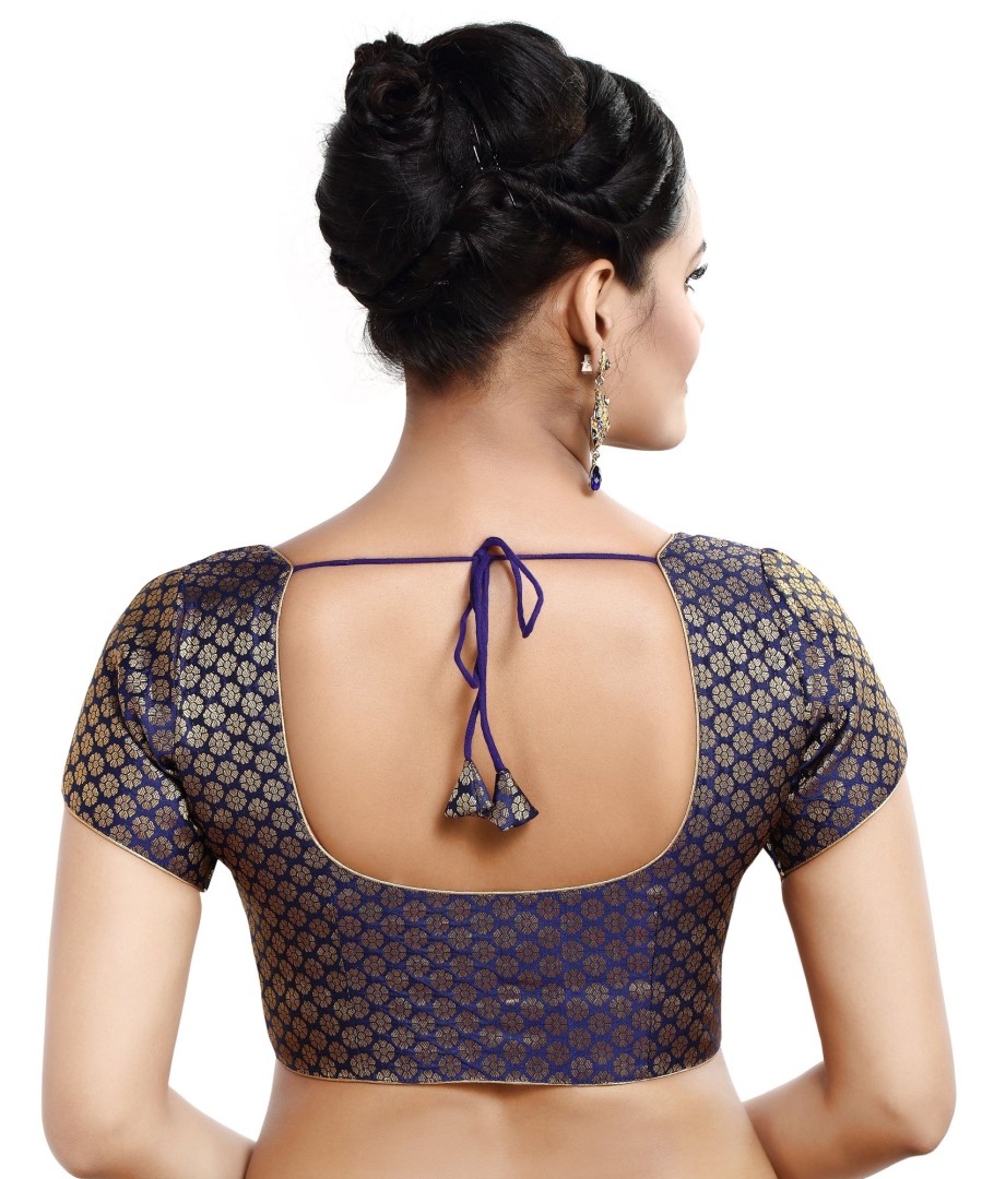 Women Madhu Fashion | Women'S Short Sleeves Banaras Brocade Readymade Saree Blouse - Madhu Fashion