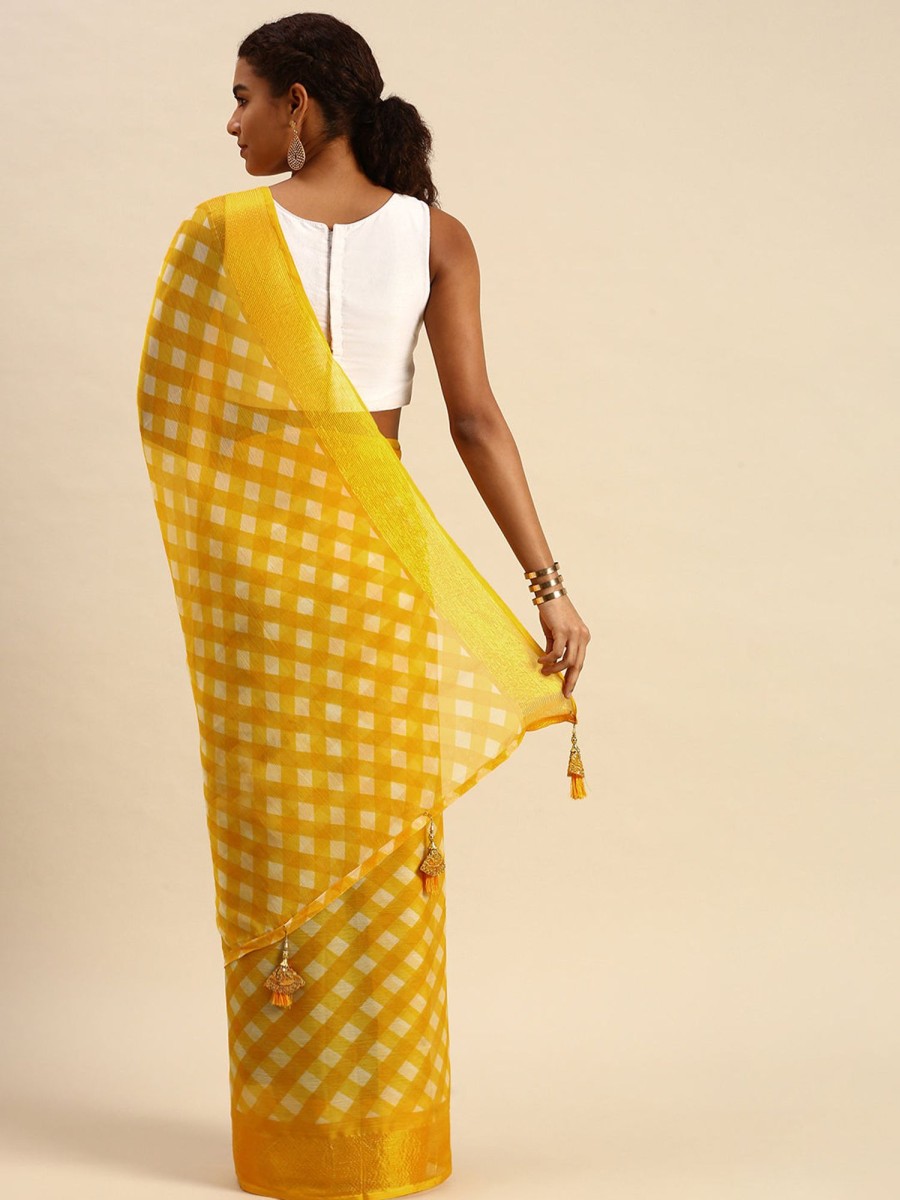 Women Dwija Fashion | Women'S Designer Colour Chiffon Saree Collection - Dwija Fashion Yellow