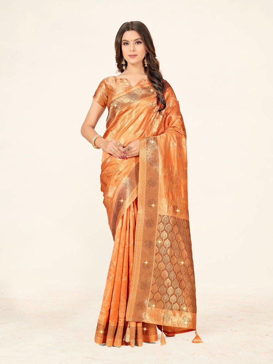 Women Sweet Smile | Women'S Color Stylish Saree With Blouse Set - Sweet Smile Peach