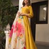 Women Pomcha Jaipur USA | Women'S Sunflower Cotton Silk Yellow Anarkali- Pomcha Jaipur Usa