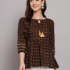 Women The Fab Factory | Women'S Key Hole A-Line Top - The Fab Factory Brown