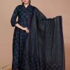 Women Miravan | Women'S Abstract Printed U0026 Tasseles Angrakha Kurta With Dupatta Set - Miravan Blue