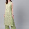 Women Ziyaa | Women'S Green Poly Silk Kurta By Ziyaa