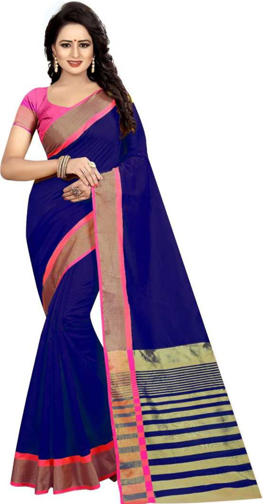 Women Vamika | Women'S Weaving Cotton Silk Saree - Vamika Blue