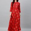 Women Kipek | Women'S Rayon Anarkali Kurta By Kipek (1Pc) Red