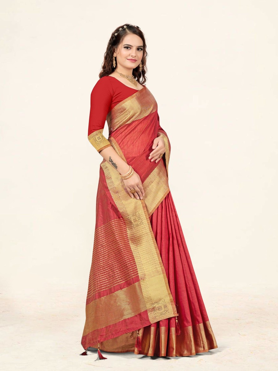 Women Sweet Smile | Women'S Color Stylish Saree With Blouse Set - Sweet Smile Maroon