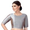 Women Shringaar | Women'S Polyester Plain Coloured Saree Blouse. - Shringaar Grey