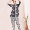 Women MESMORA FASHION | Women'S White Rose Black Beauty Printed Pajama Set - Mesmora Fashion