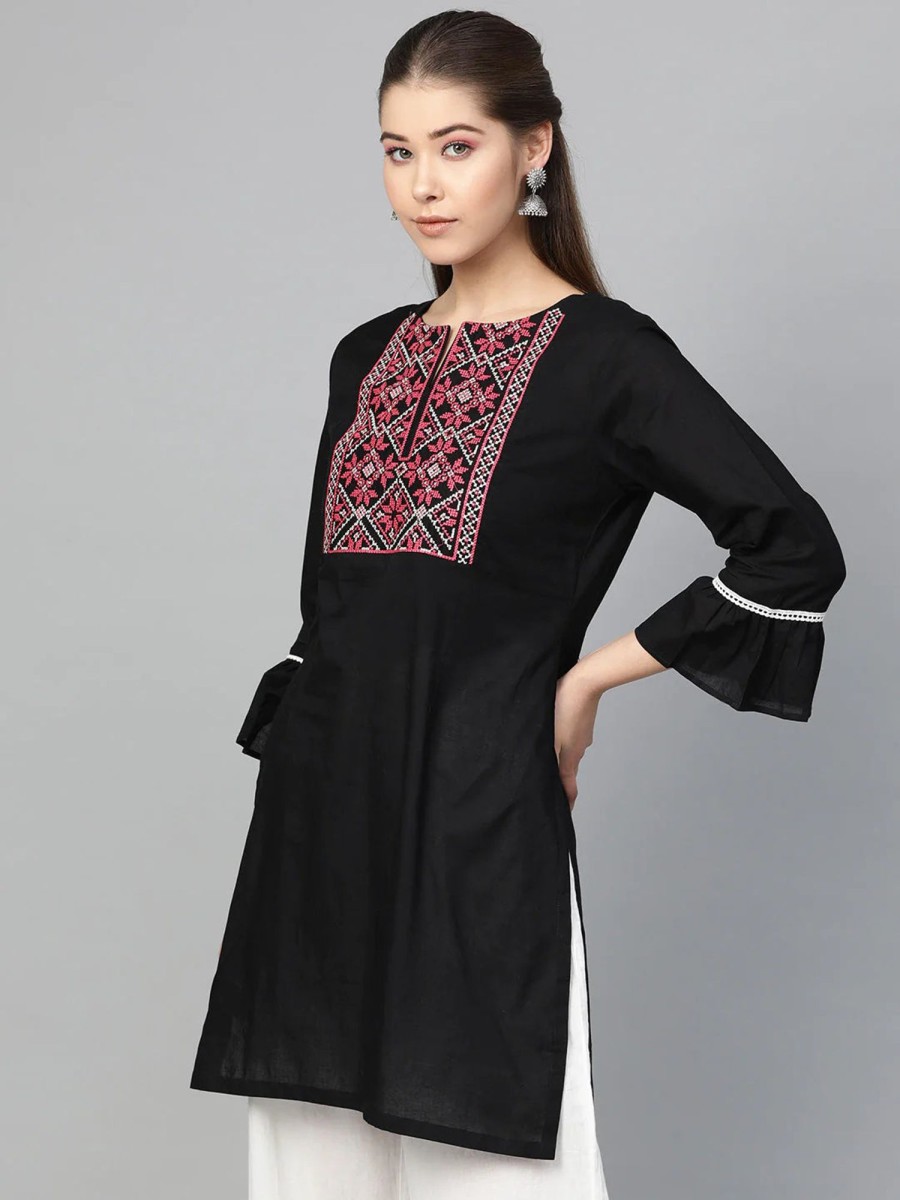 Women Bhama Couture USA | Women'S Embroidered Tunic - Bhama Couture Usa Black