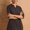 Women Janasya | Women'S Black Cotton Tunic By Janasya- (1Pc Set)