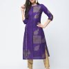 Women Aniyah | Women'S Foil Printed Straight Kurta - Aniyah Purple