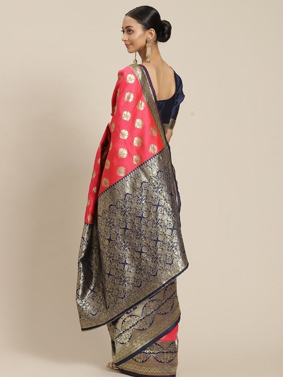 Women Varanga | Women'S Gold:: Color Banarasi Silk Saree With Blouse - Varanga Brown