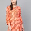 Women Wahe-NOOR | Women'S Orange U0026 White Striped Tunic - Wahe-Noor