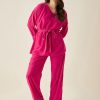 Women The Kaftan Company | Velvet Lounge Set - The Kaftan Company Pink