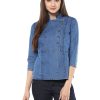 Women StyleStone | Women'S Denim Double Breast Top - Stylestone Blue