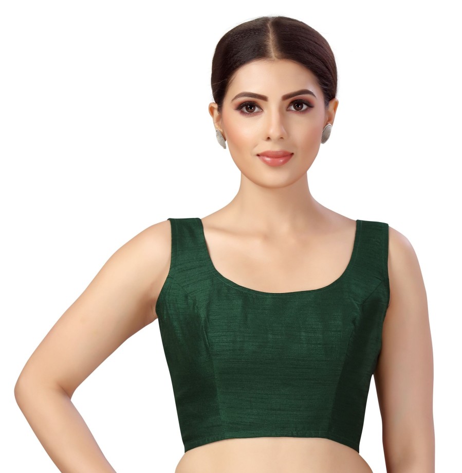 Women Shringaar | Women'S Polyester Sleeveless Saree Blouse. - Shringaar Green