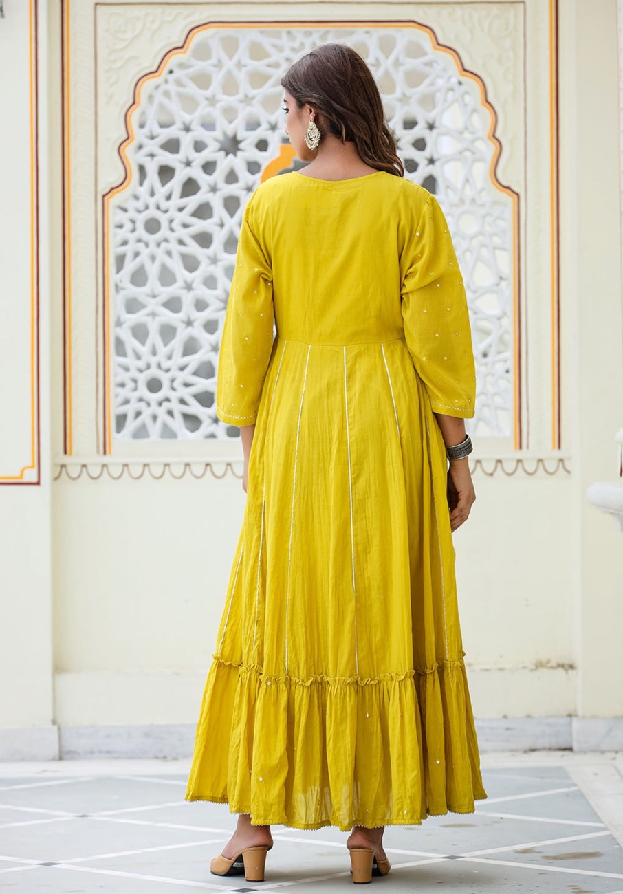 Women KAAJH | Women'S Embroidered Ethnic Gown - Kaajh Yellow