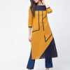 Women Aniyah | Women'S Color Block Straight Kurta Mustard