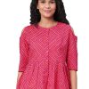 Women Myshka | Women Pink Printed Cotton Top By Myshka (1 Pc Set)