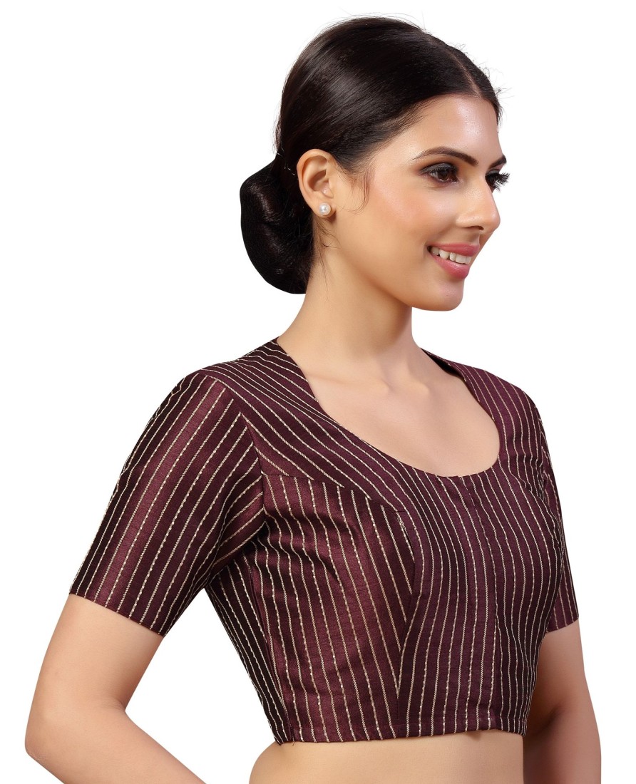 Women Shringaar | Women'S S Polyester Handloom Silk Saree Blouse. - Shringaar Wine