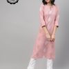 Women Ziyaa | Women'S Pink Color Screen Print Straight Only Kurta - Ziyaa