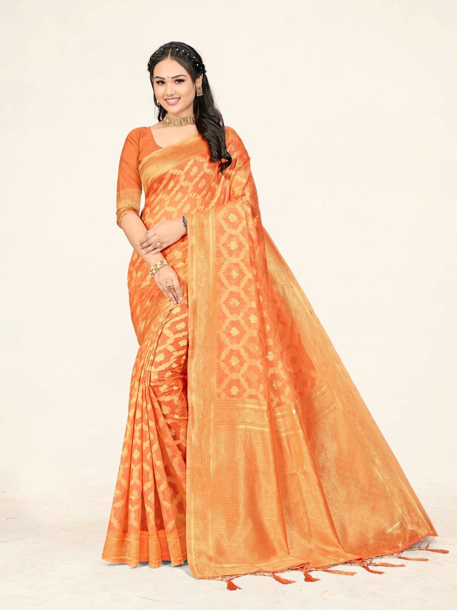 Women Sweet Smile | Women'S Color Stylish Saree With Blouse Set - Sweet Smile Peach