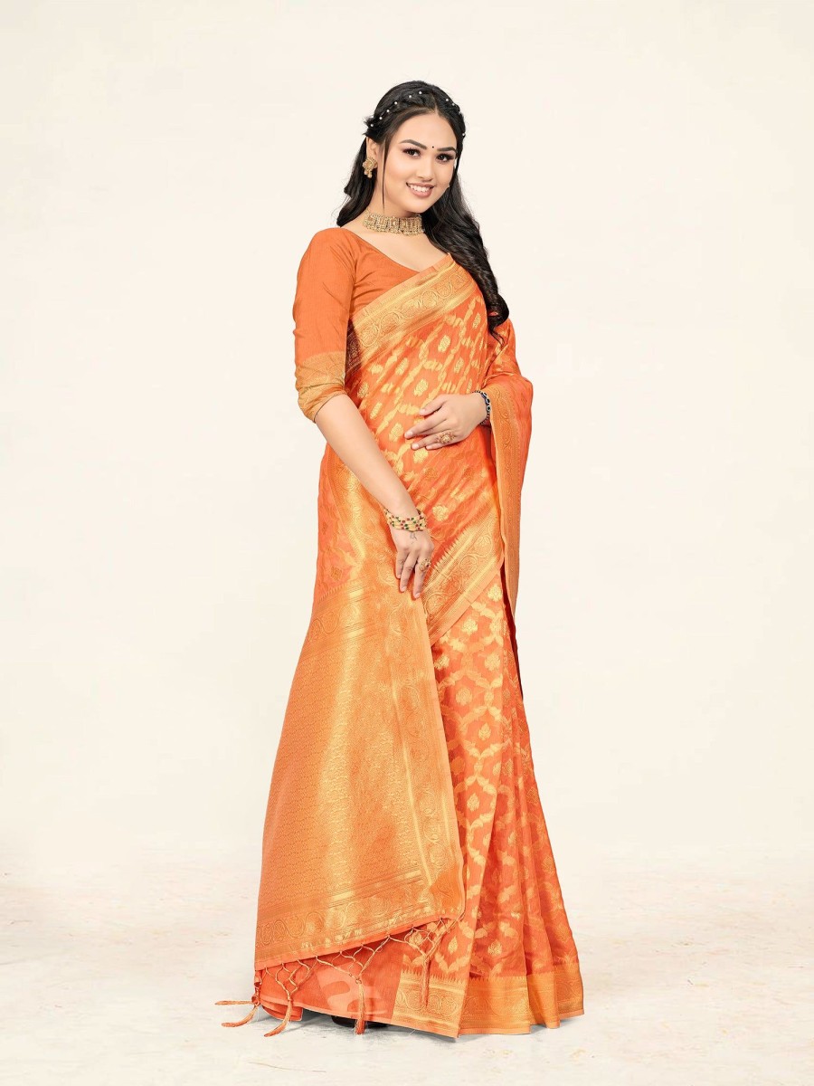 Women Sweet Smile | Women'S Color Stylish Saree With Blouse Set - Sweet Smile Peach